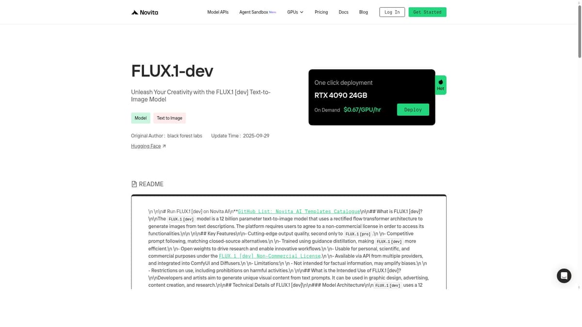 Run FLUX.1 [dev] on Novita AI